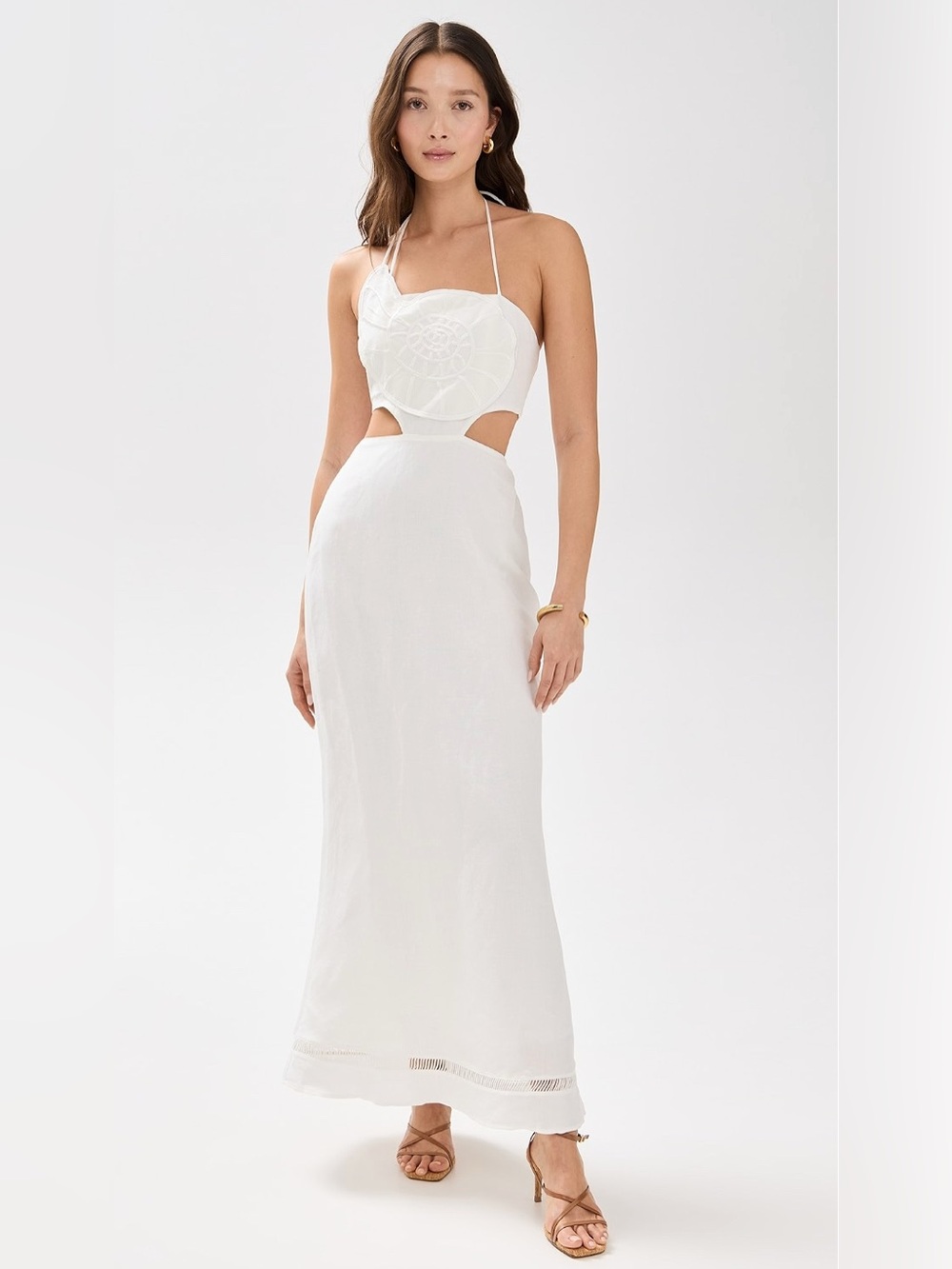 The Wolf Gang Cara Shell Maxi Linen Dress in White